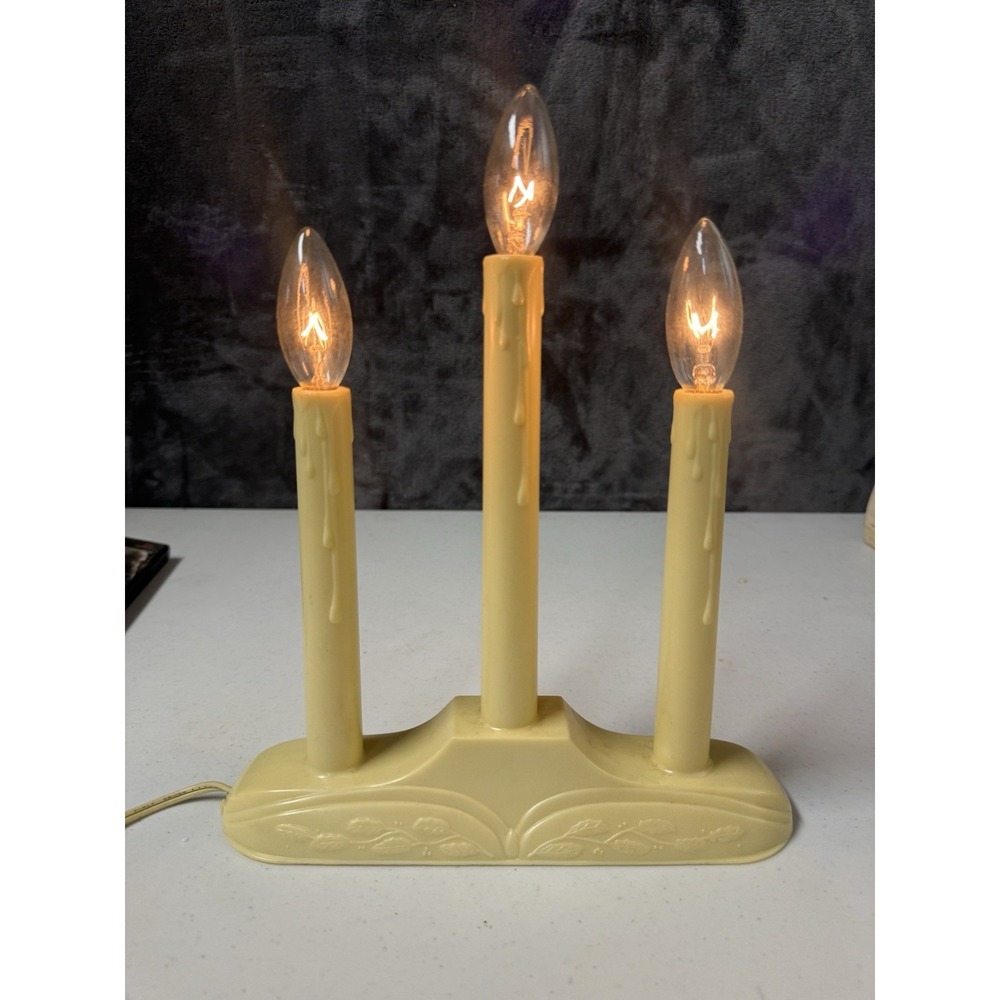 1950's Paramount Pearlized White 3 Light C-7 Christmas Window Candolier